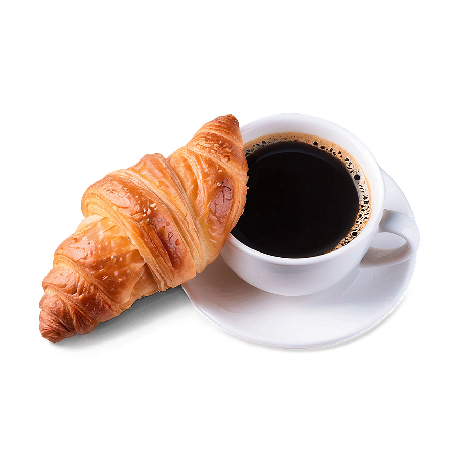 Croissant And Coffee Breakfast Png Ueb PNG Image