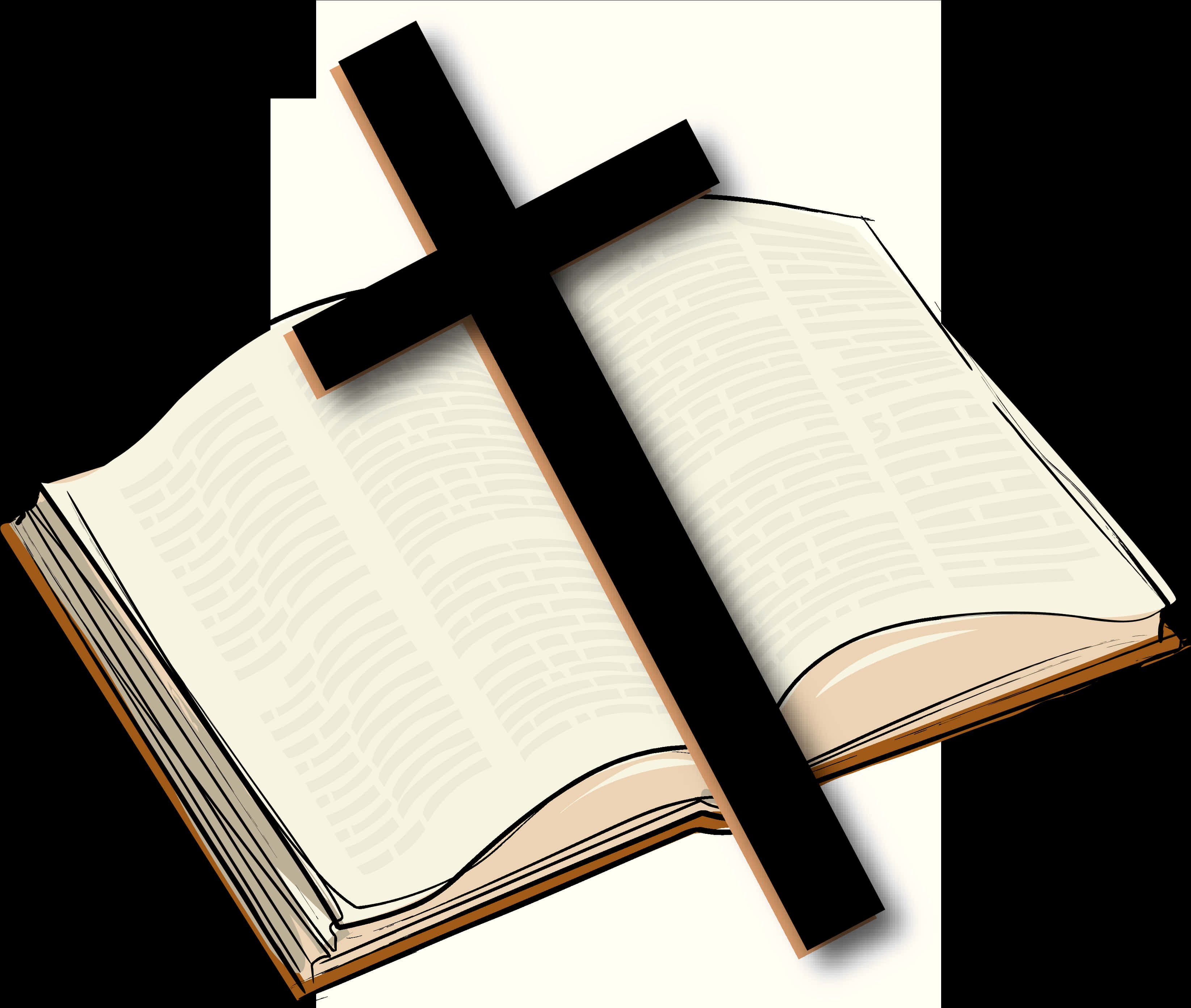 Cross_and_ Open_ Bible_ Illustration PNG Image