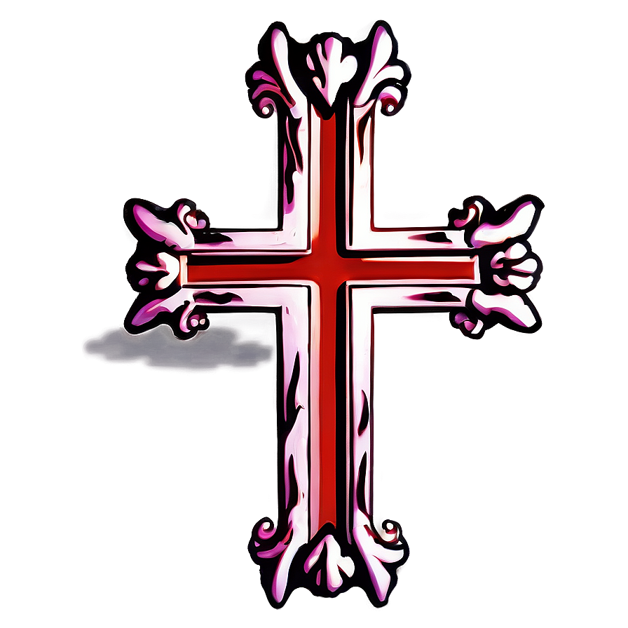 Cross Outline With Heart Png Hsd PNG Image