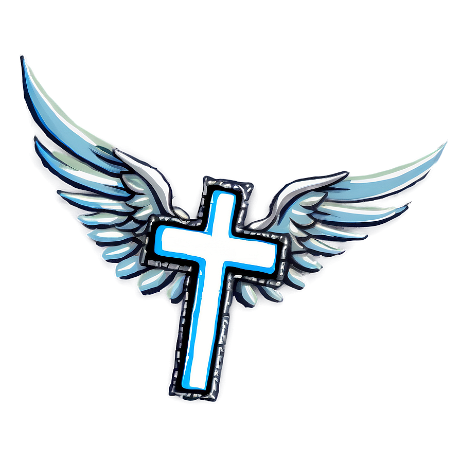 Cross Outline With Wings Png Jjc95 PNG Image