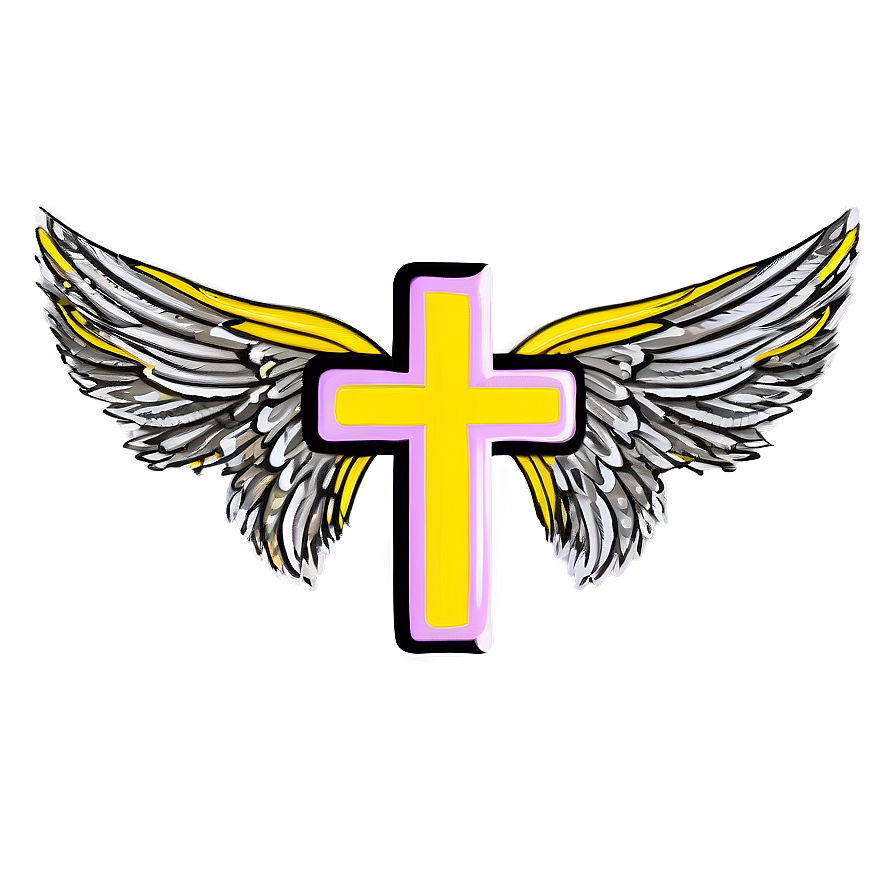 Cross Outline With Wings Png Oox91 PNG Image