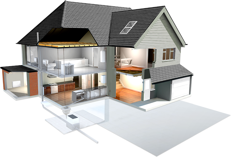 Cross Section Modern House Design PNG Image