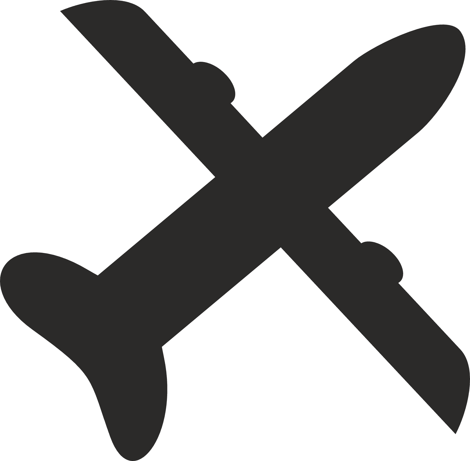 Crossed Airplane Silhouette Icon PNG Image