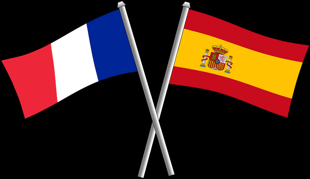 Crossed Flagsof Franceand Spain PNG Image