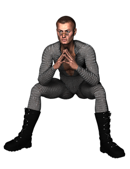 Crouching Manin Motion Capture Suit PNG Image