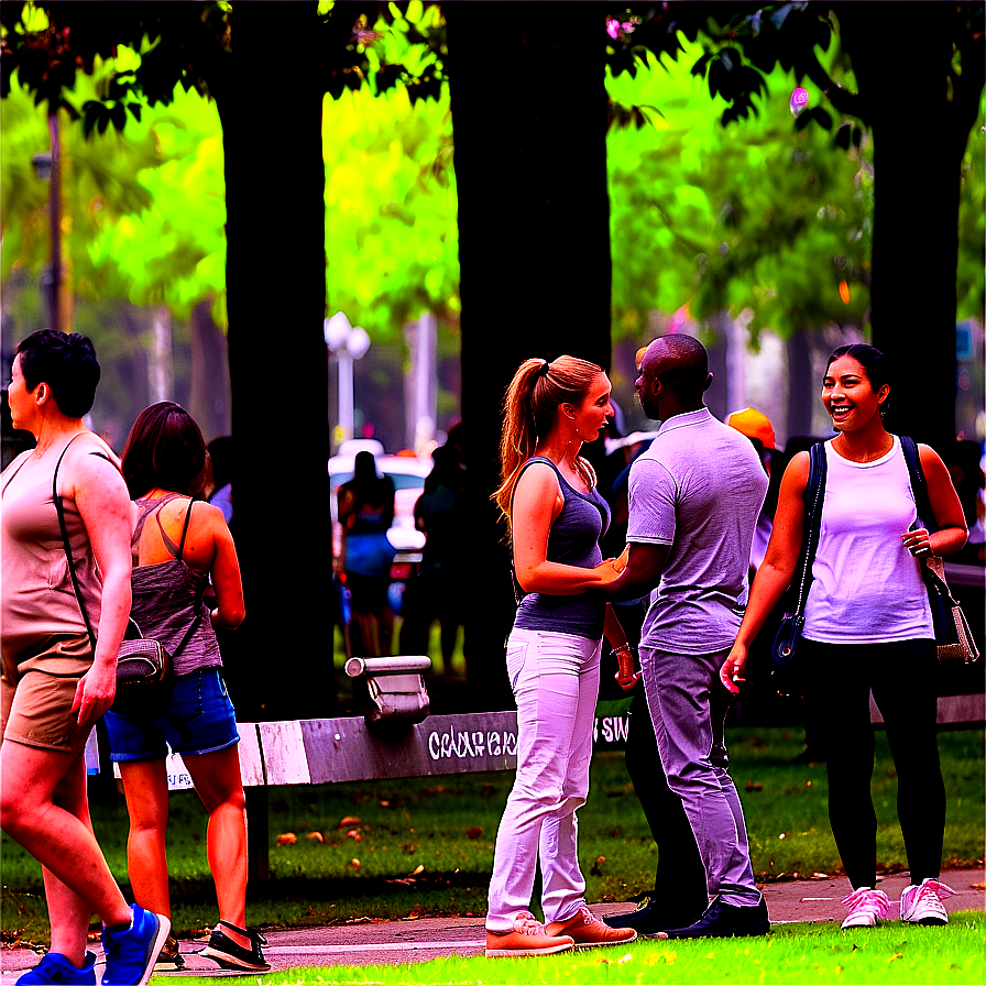 Crowded City Park Png Oxa18 PNG Image