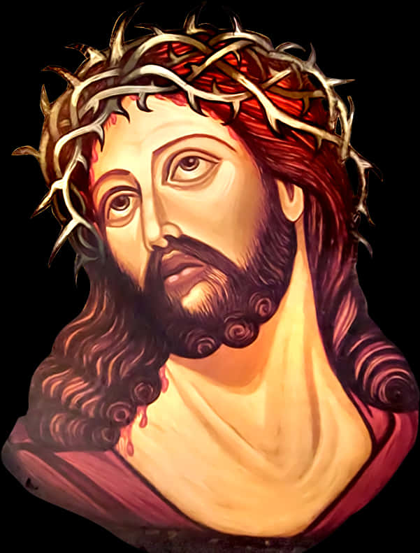 Crownof Thorns Portrait Jesus PNG Image