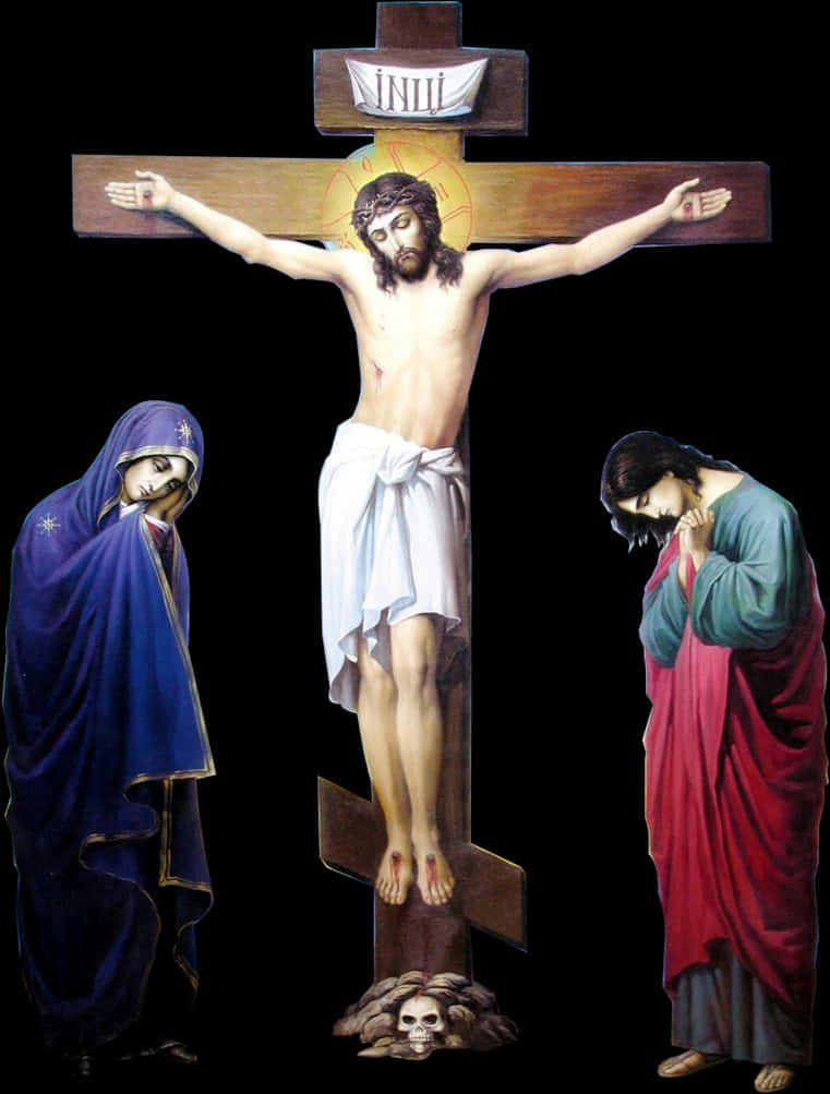 Crucifixionof Jesuswith Maryand John PNG Image