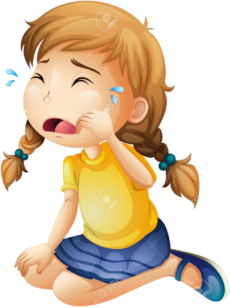 Crying Cartoon Girl Illustration PNG Image