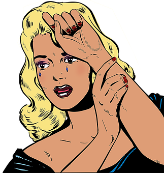 Crying Comic Girl Illustration PNG Image