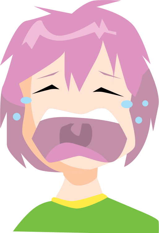 Crying Purple Haired Character PNG Image