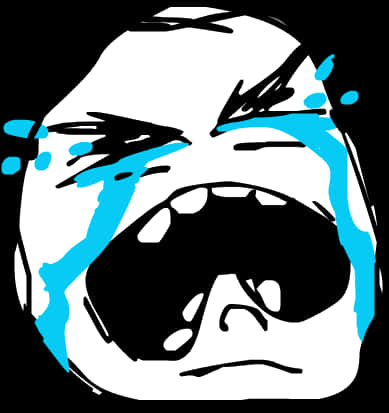 Crying Rage Comic Face Meme PNG Image