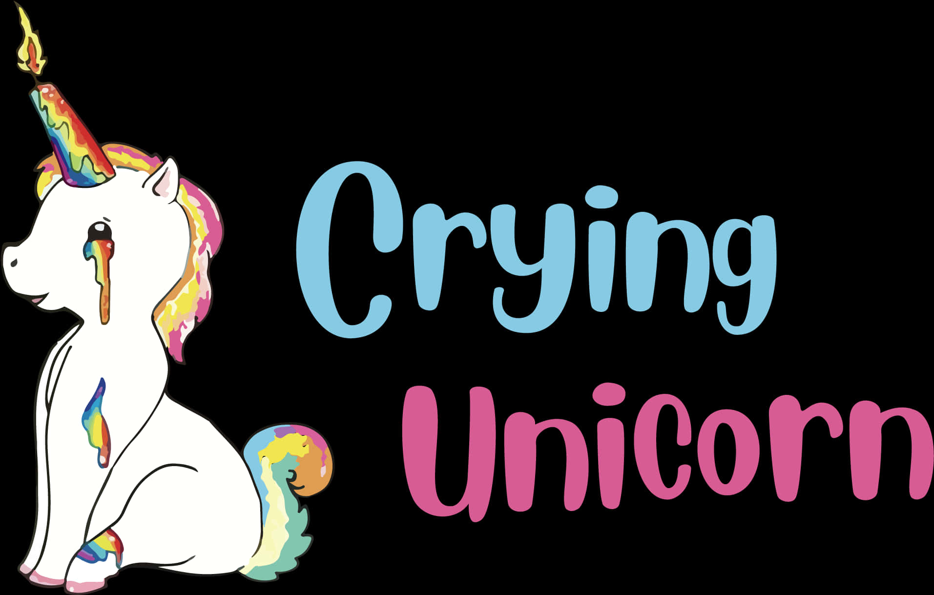 Crying Unicorn Illustration PNG Image