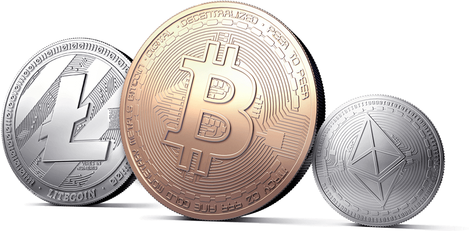 Cryptocurrency Coins Representation PNG Image