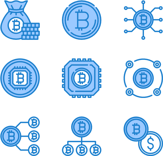 Cryptocurrency Concept Icons Set PNG Image