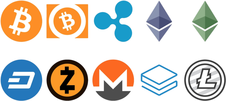 Cryptocurrency Logos Collection PNG Image