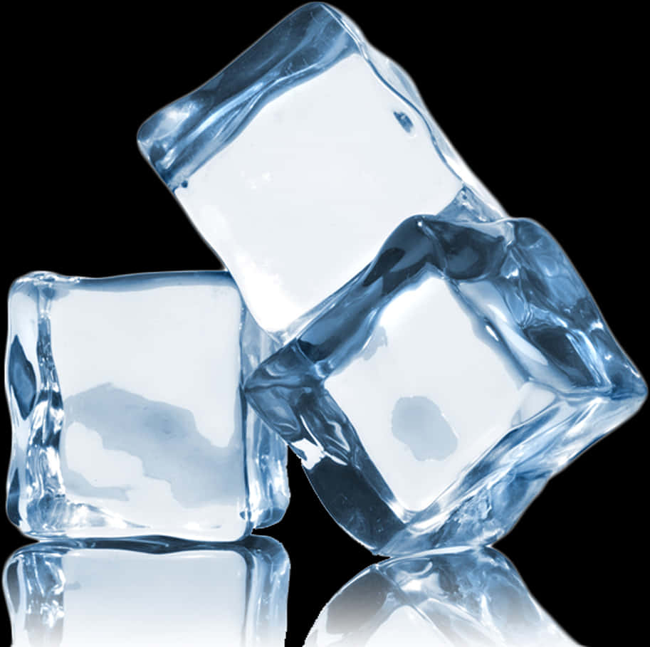 Crystal Clear Ice Cubes Reflection PNG Image