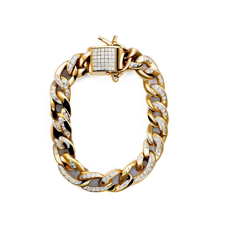 Cuban Link Chain With Diamonds Png 15 PNG Image