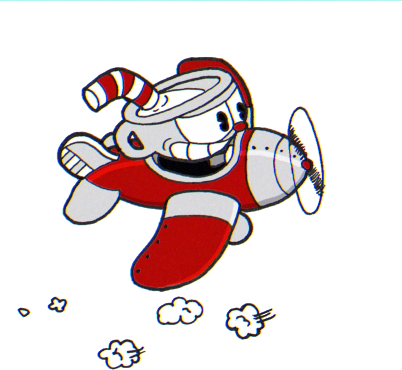 Cuphead Character Flying Action PNG Image