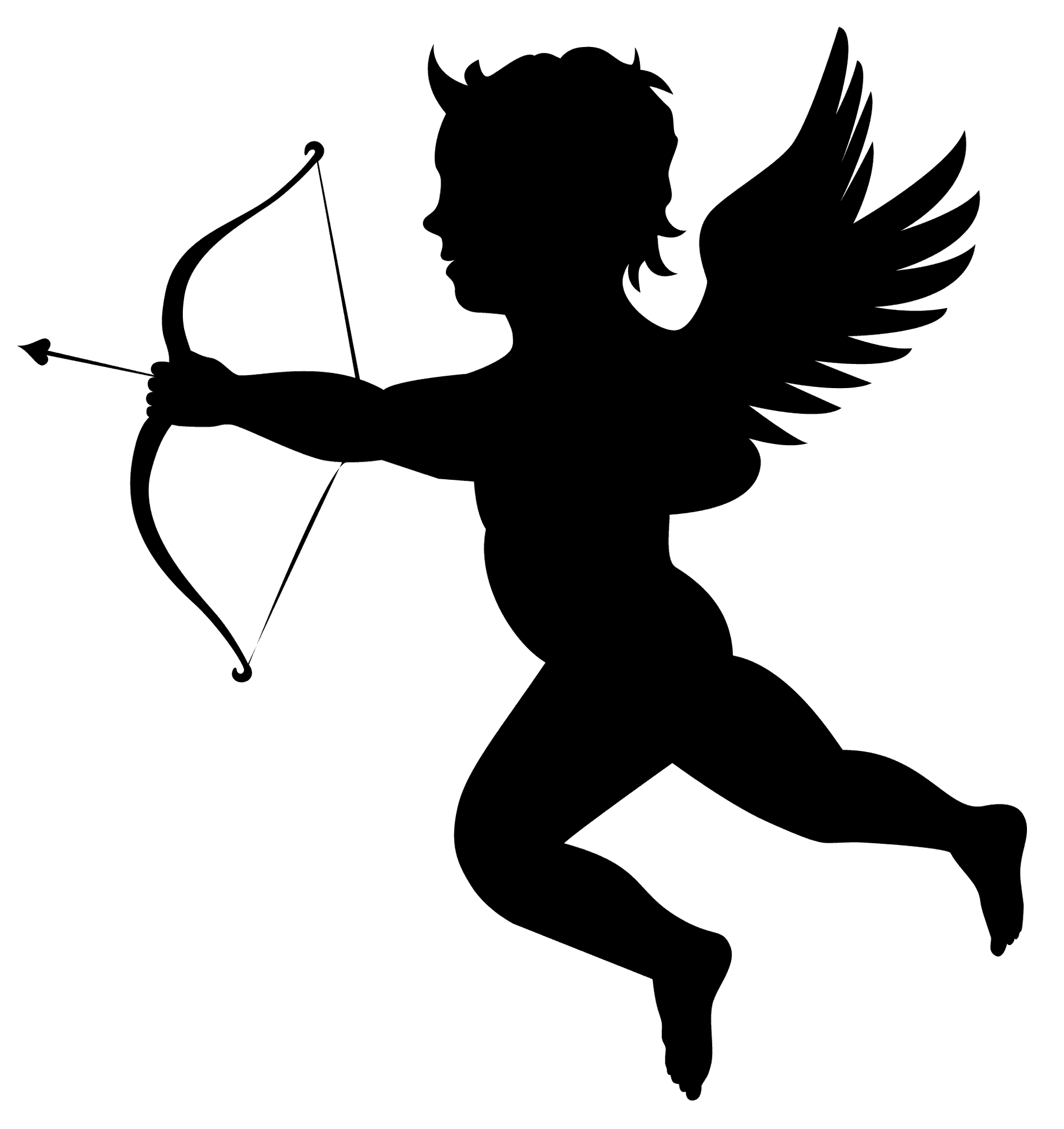 Cupid Silhouette Aiming Arrow PNG Image