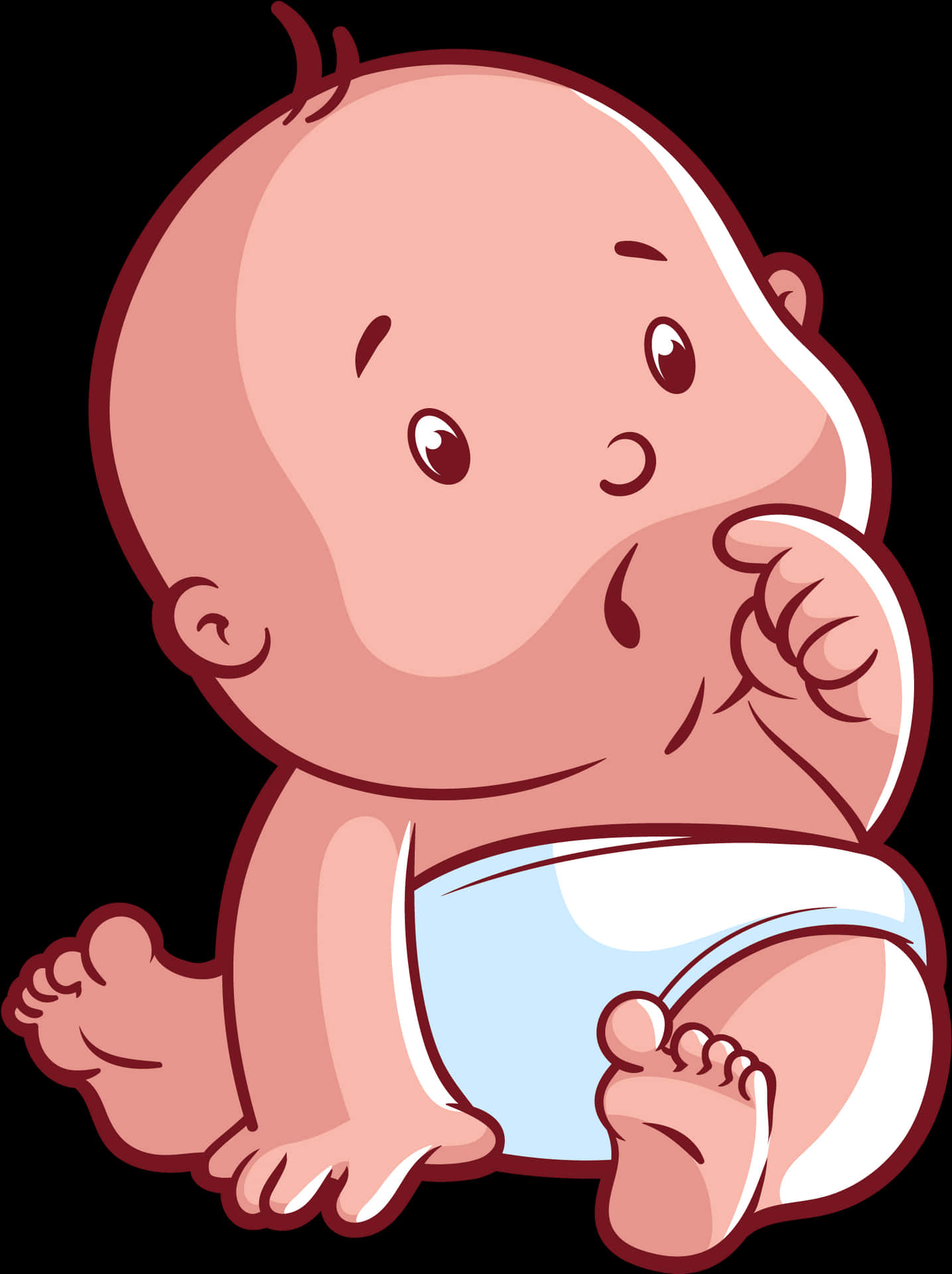 Curious Baby Cartoon PNG Image