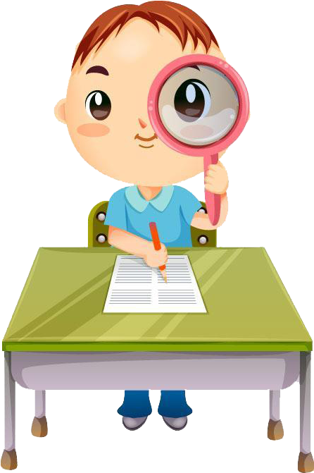 Curious Boy With Magnifying Glass PNG Image