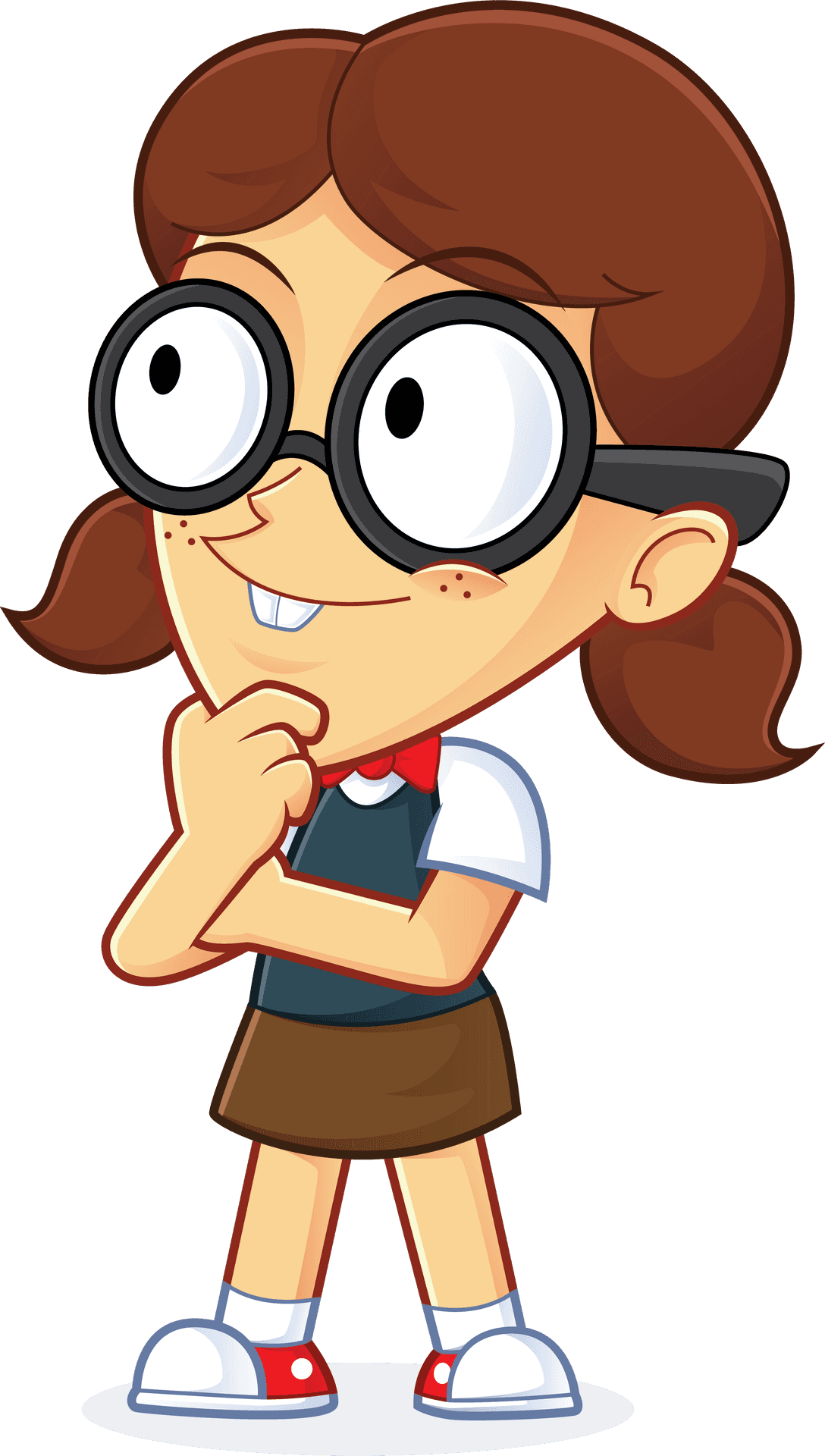 Curious Cartoon Girl Thinking PNG Image