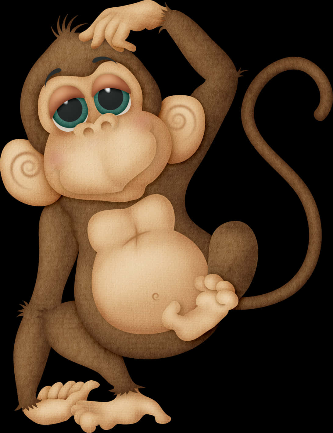 Curious Cartoon Monkey PNG Image