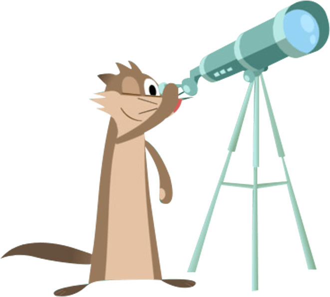 Curious Ferret With Telescope PNG Image