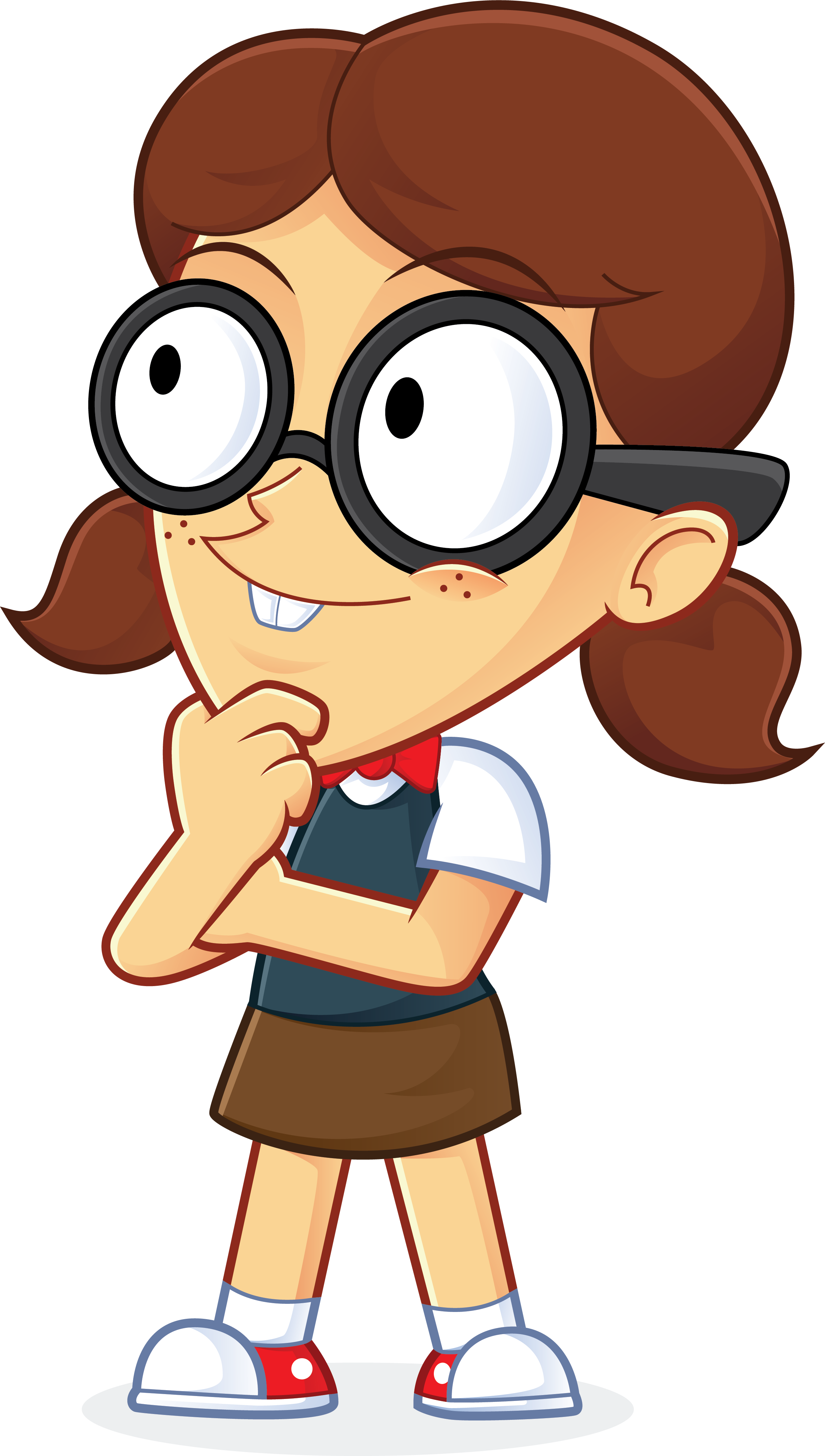 Curious Girl Cartoon Character PNG Image