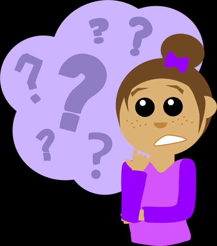 Curious Girlwith Question Marks Clipart PNG Image