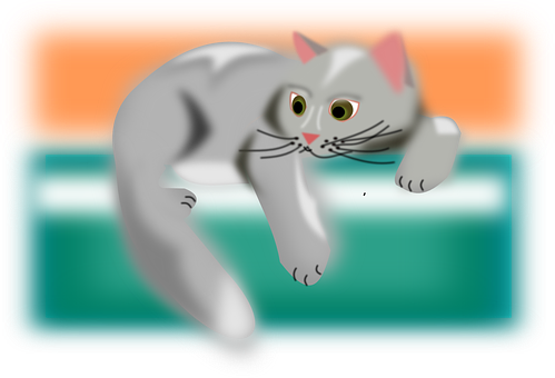 Curious Gray Cat Illustration PNG Image