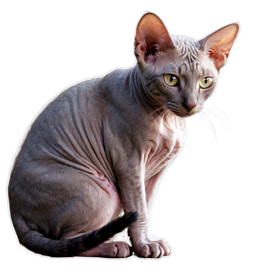 Curious Hairless Cat Png 06252024 PNG Image