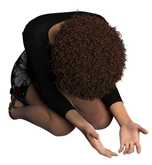 Curled Up Womanin Black PNG Image