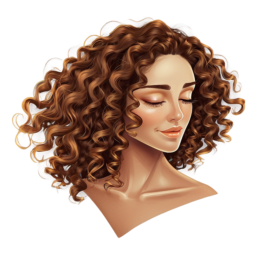 Curly Brown Hair Illustration Png Kly86 PNG Image