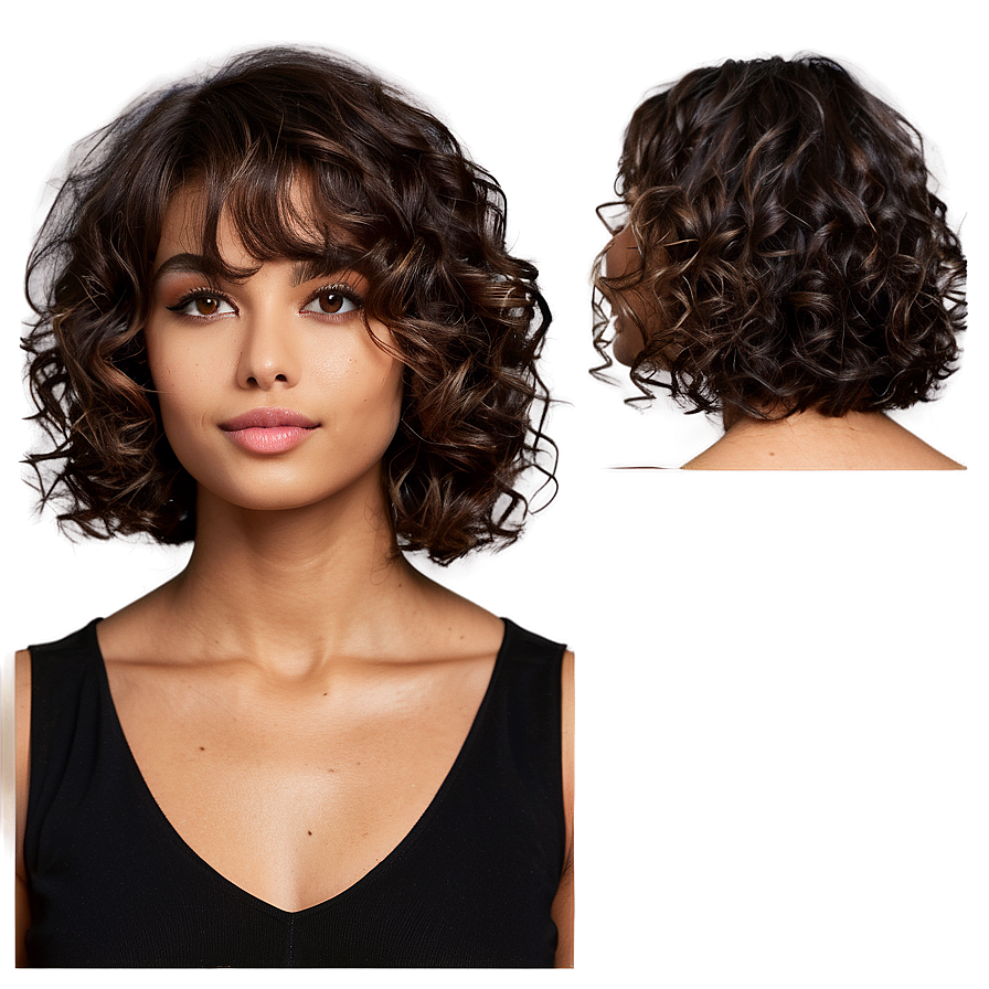 Curly Hair Bob Cut Png Vvq PNG Image