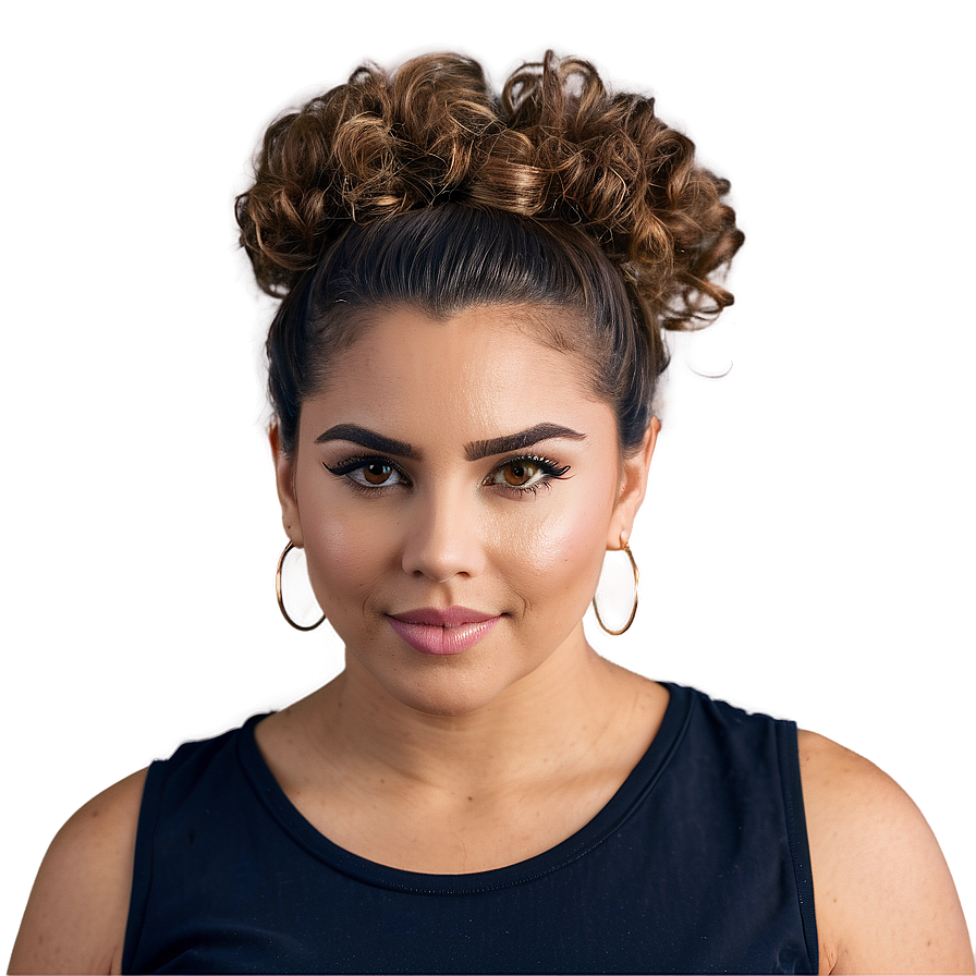 Curly Hair Bun Style Png 05242024 PNG Image