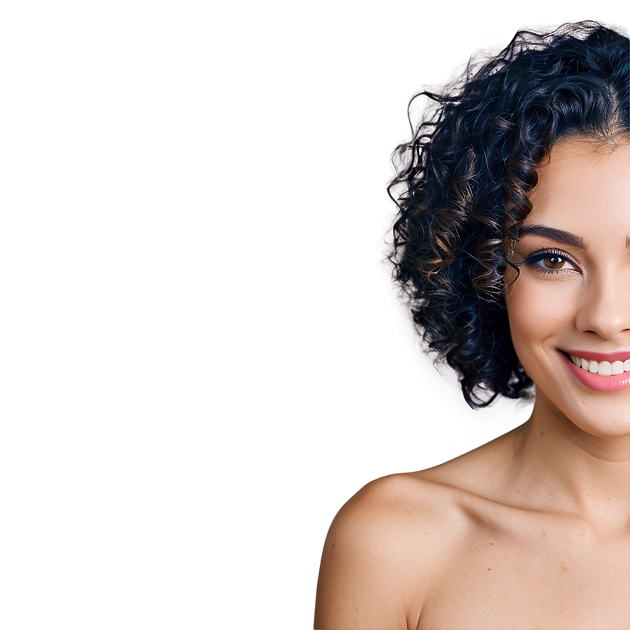 Curly Hair Smiling Face Png Ejw PNG Image