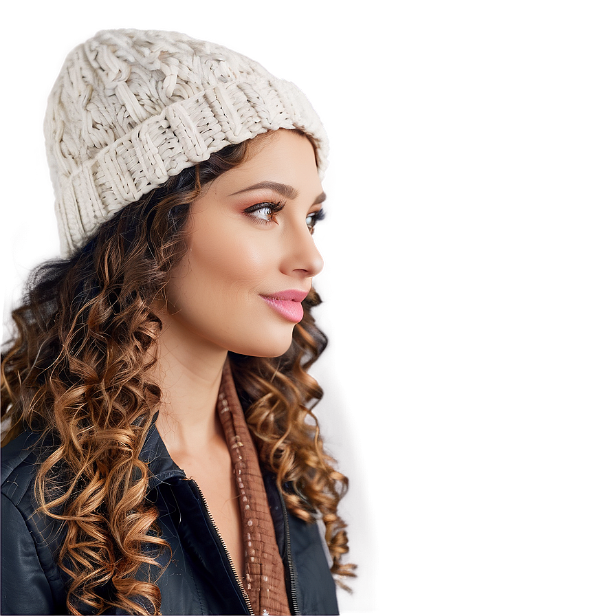 Curly Hair Winter Hat Png Gmi17 PNG Image