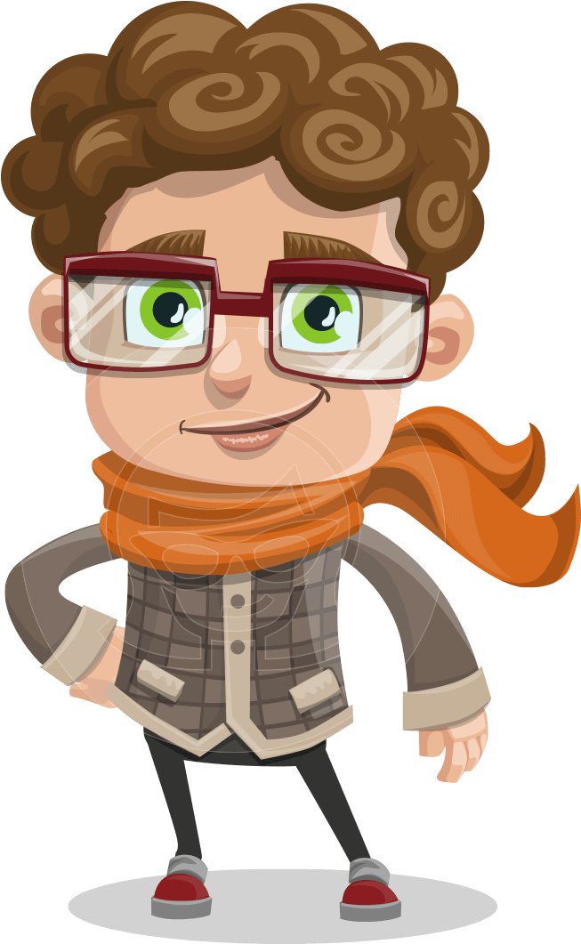 Curly Haired Cartoon Character PNG Image