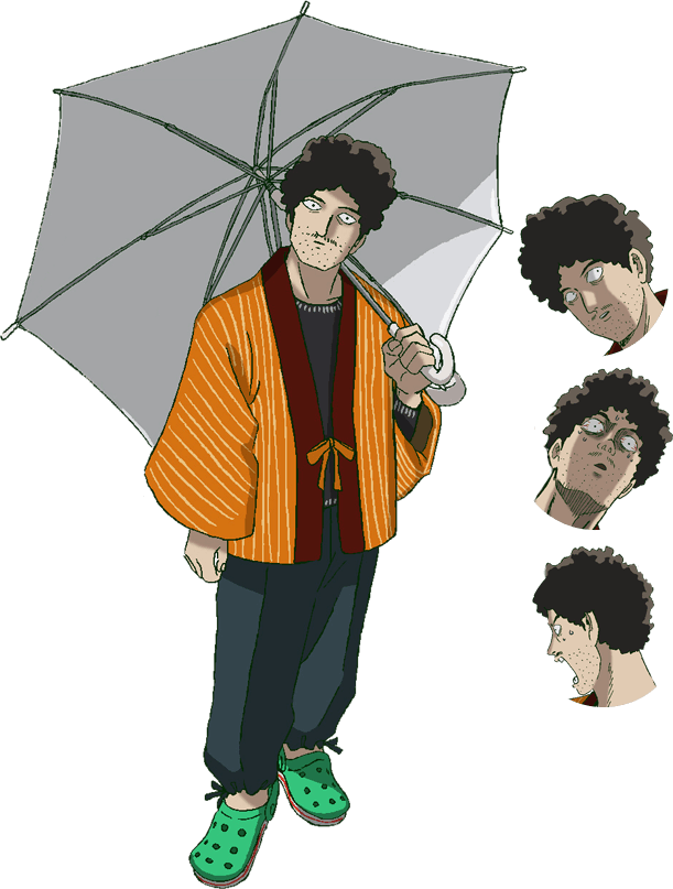 Curly Haired Character With Umbrella PNG Image