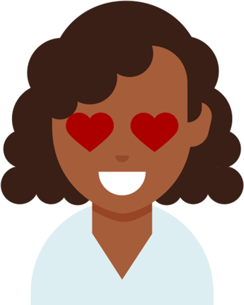 Curly Haired Emoji With Heart Eyes PNG Image