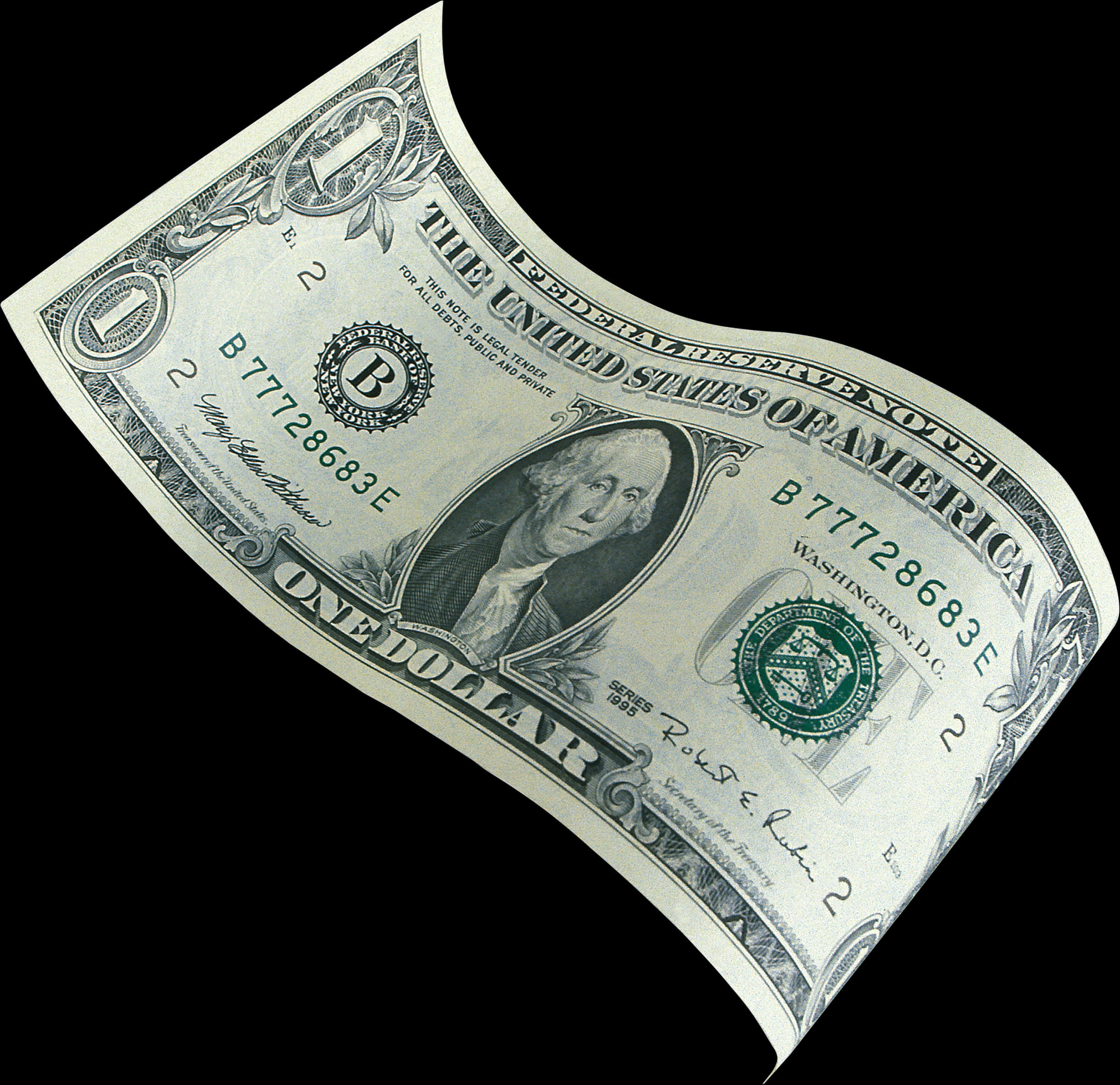 Curved One Dollar Bill PNG Image