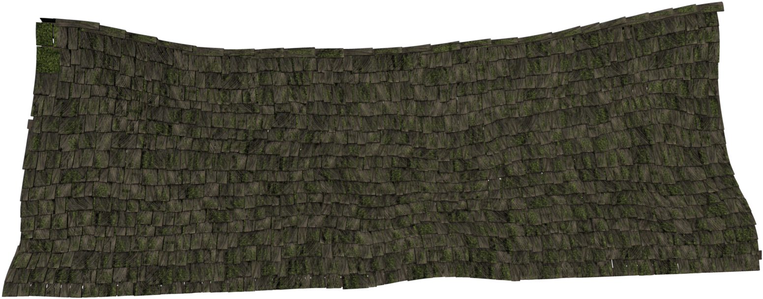 Curved Wooden Shingle Roof Texture PNG Image