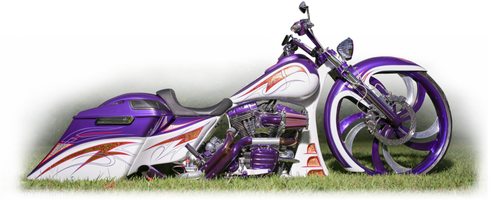 Custom Purple Motorcycleon Grass PNG Image