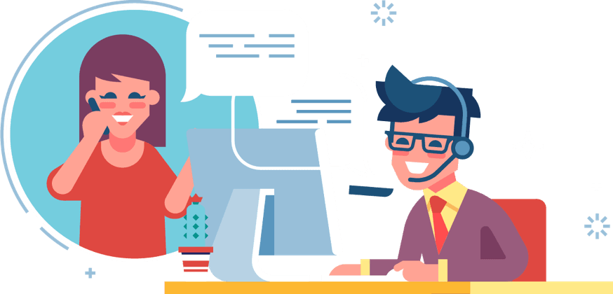 Customer Support Call Center Illustration PNG Image