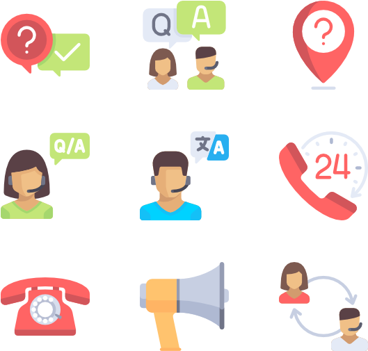 Customer Support Icons Set PNG Image