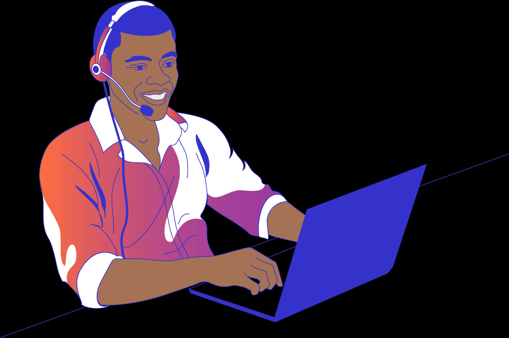 Customer Support Professional Working PNG Image