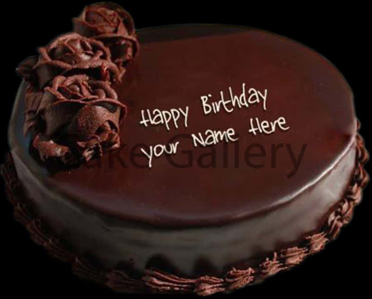 Customizable Chocolate Birthday Cake PNG Image