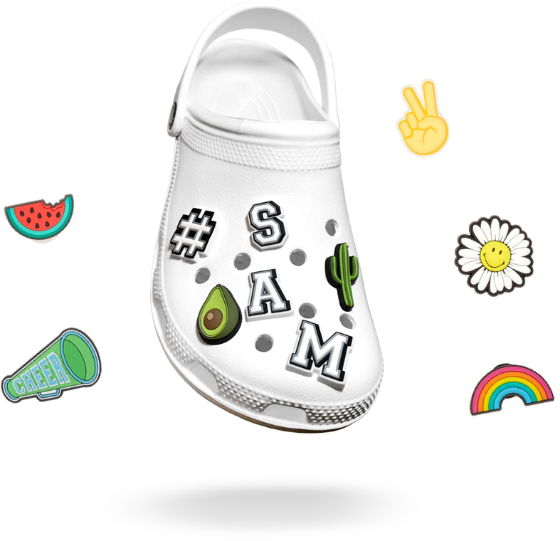 Customized White Crocwith Jibbitz Charms PNG Image